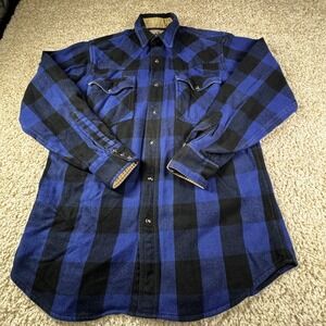 Painted Mesa Comfort Fit Flannel Shirt Mens LT Blue Black Plaid Western